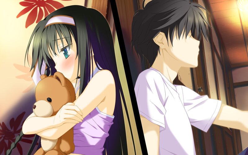 Anime Girl Hugging Teddy Bear — Purple