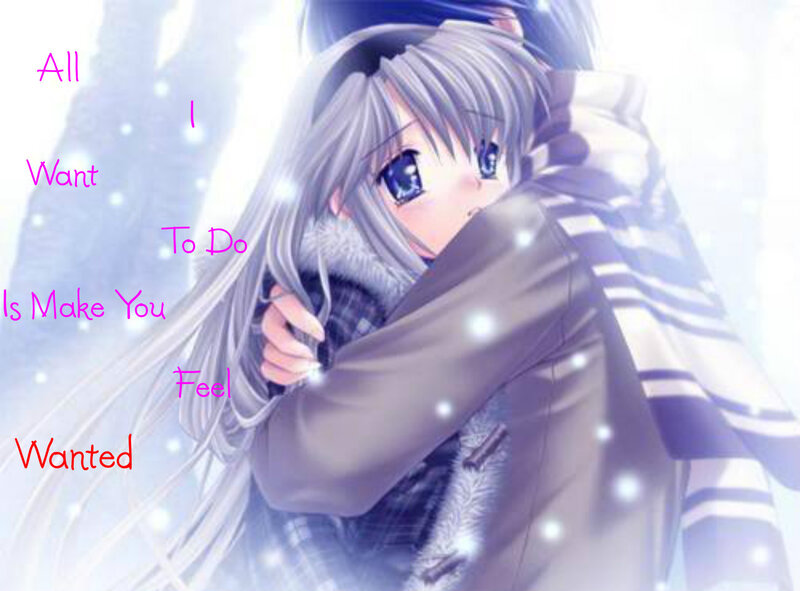 Anime Girl Hugging — White