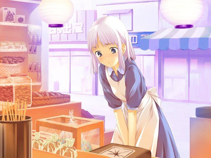 anime girl in a bakery