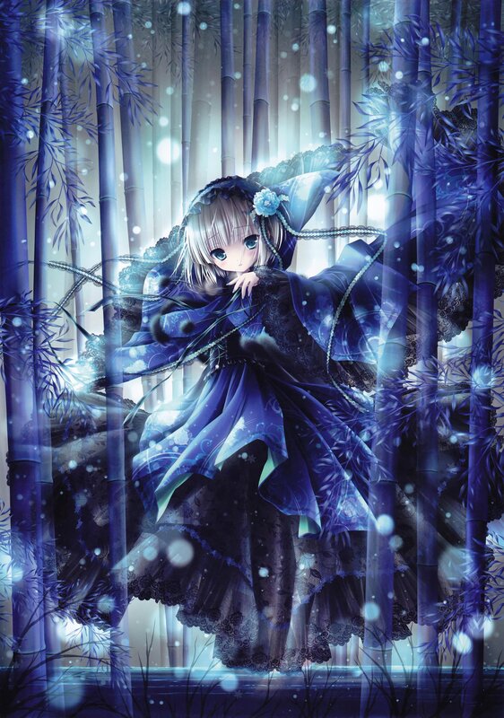 Anime girl in a bamboo forest