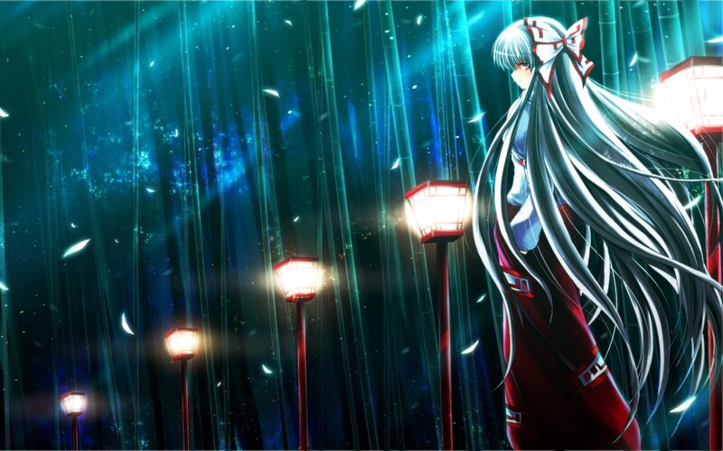 Anime girl in a bamboo forest