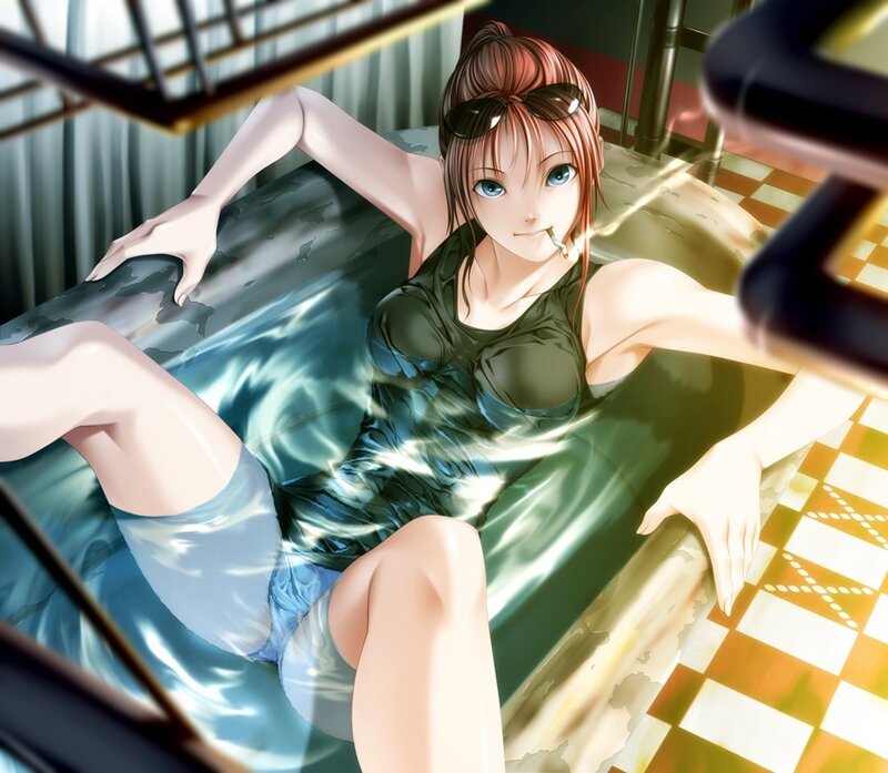anime girl in a bath