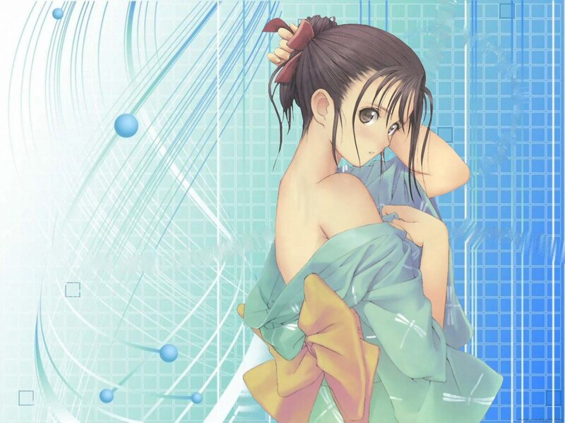 anime girl in a bathrobe