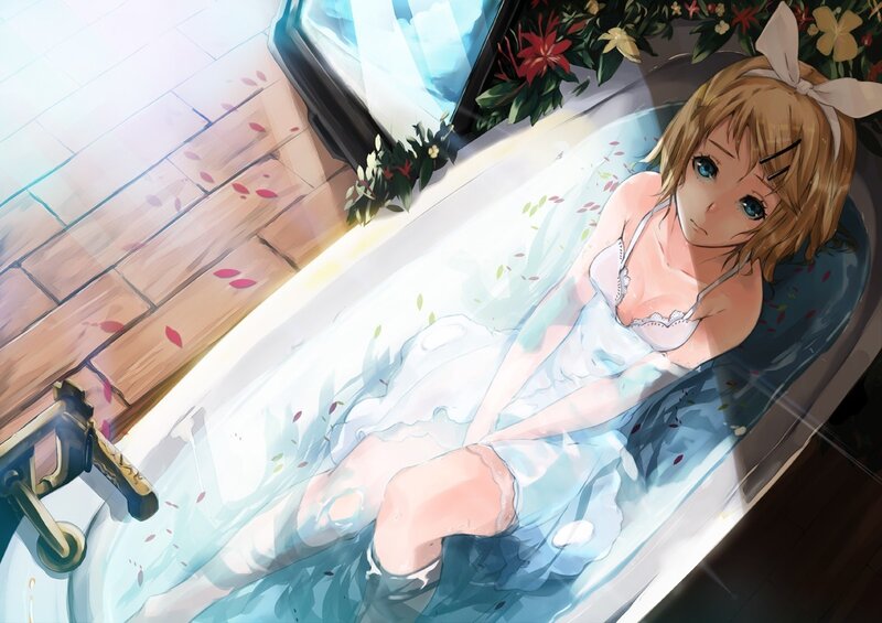 Anime girl in a bathtub