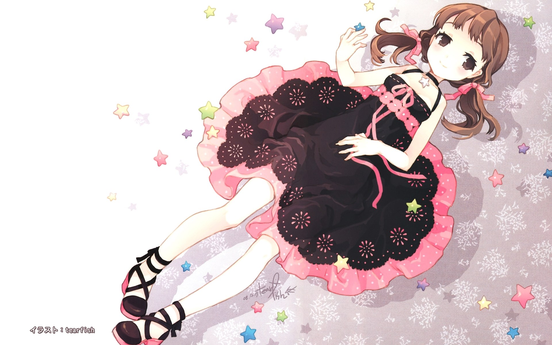 Anime girl in a black dress