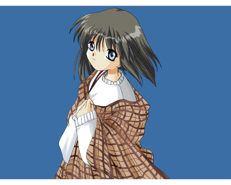anime girl in a blanket