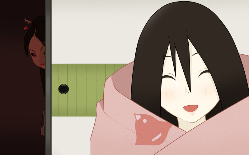 Anime girl in a blanket