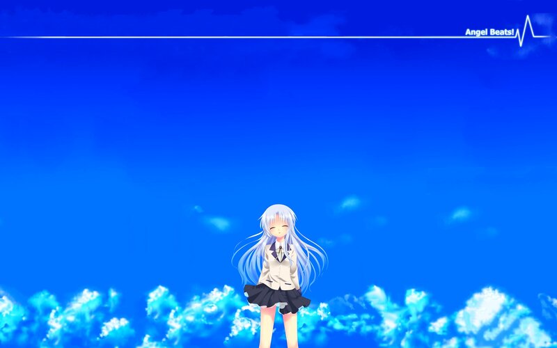Anime girl in a blue sky