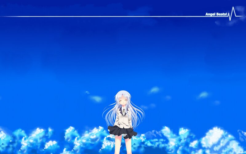 Anime girl in a blue sky