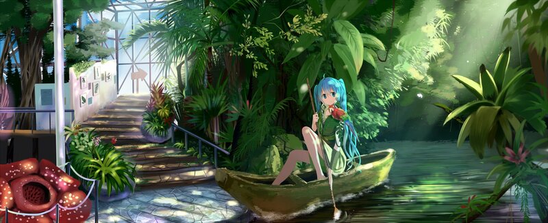 Anime girl in a boat