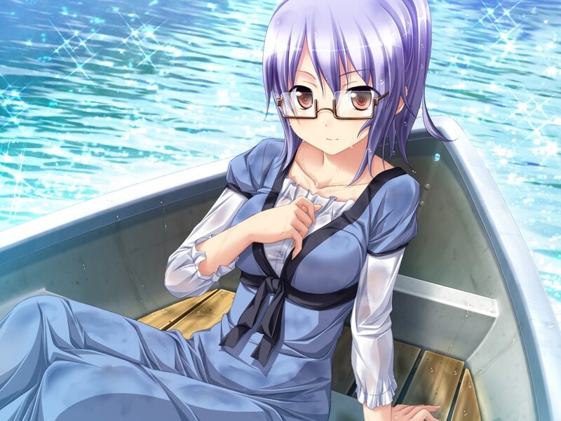 Anime Girl in a Boat — Blue