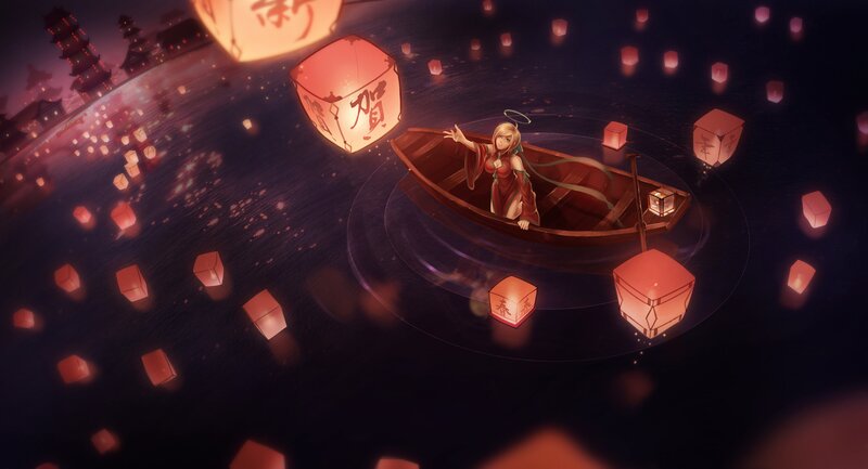 Anime Girl in a Boat — Red