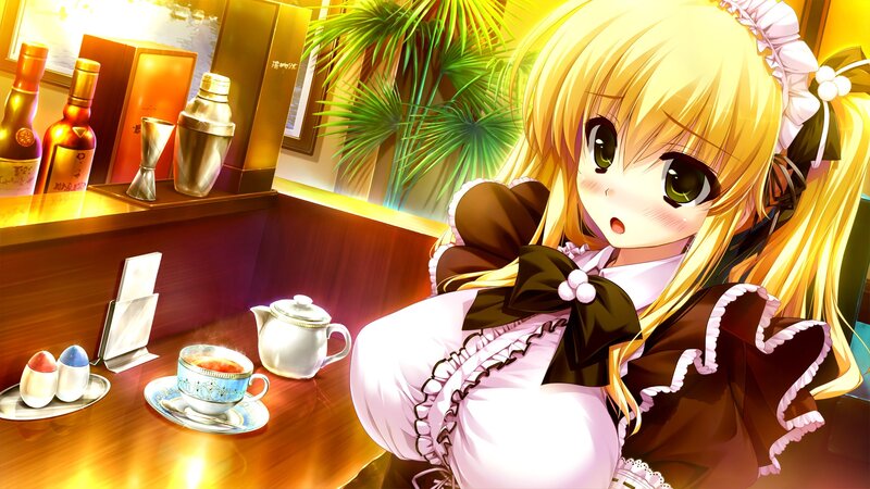 anime girl in a cafe