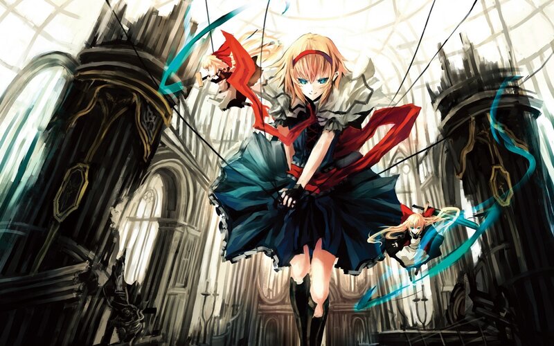 Anime girl in a cathedral