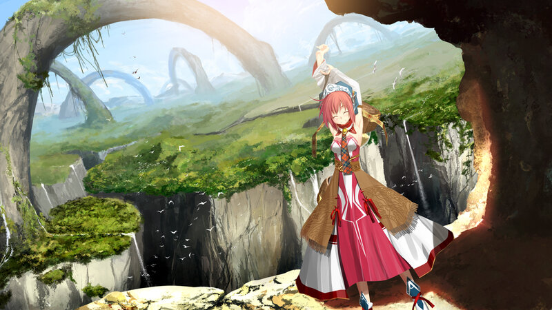 Anime girl in a cave