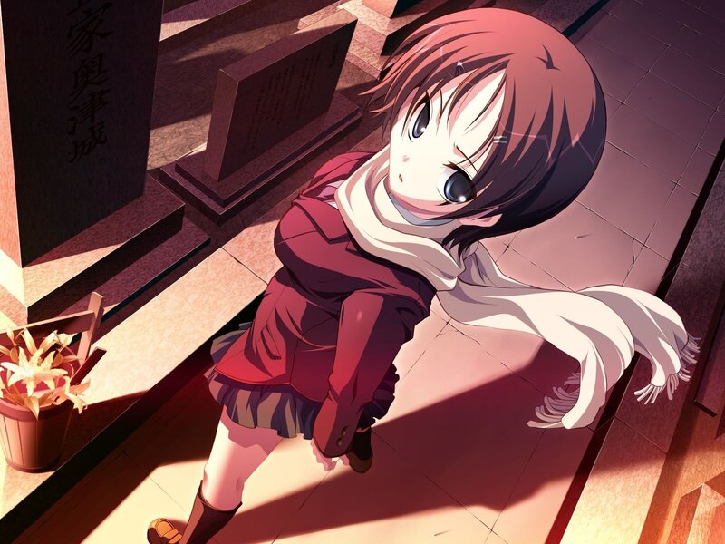 anime girl in a cemetery