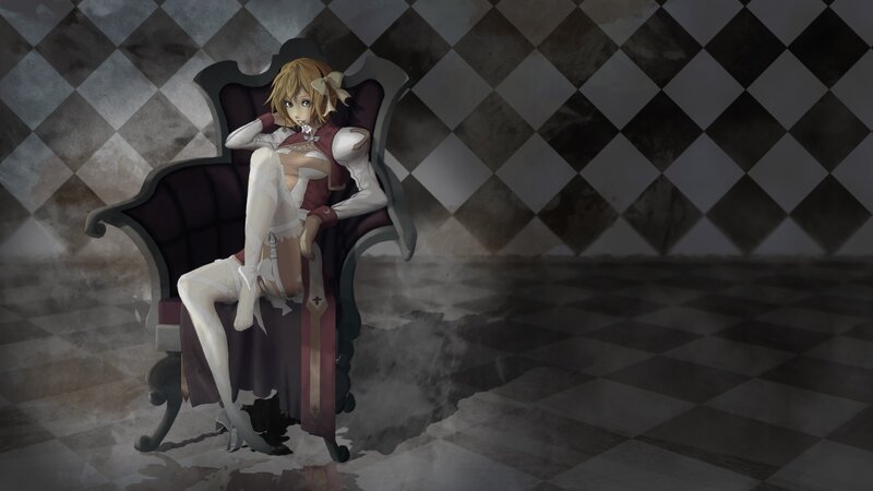 anime girl in a chair