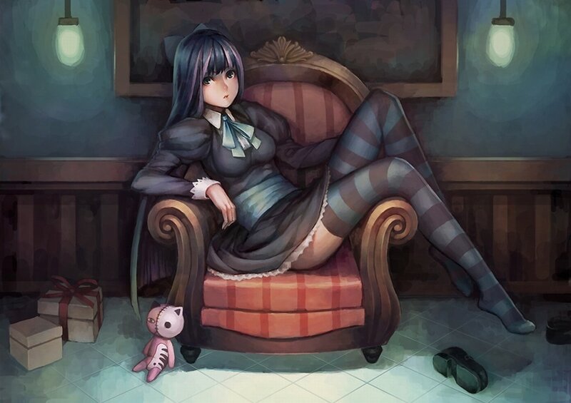 anime girl in a chair