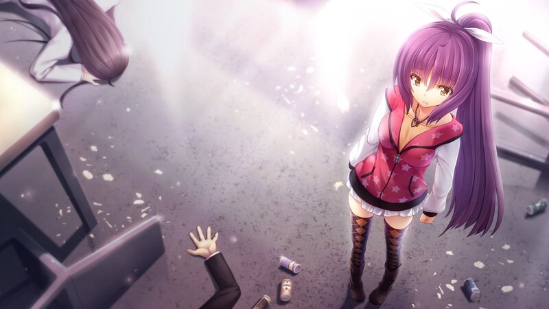 Anime girl in a chaotic scene