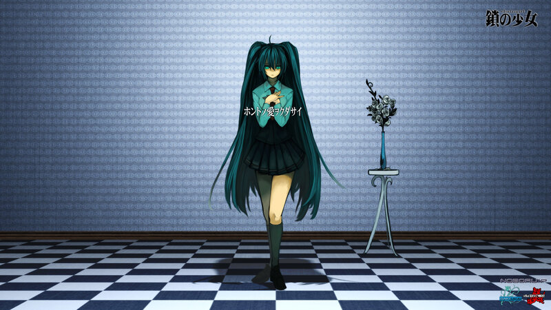Anime girl in a checkered room
