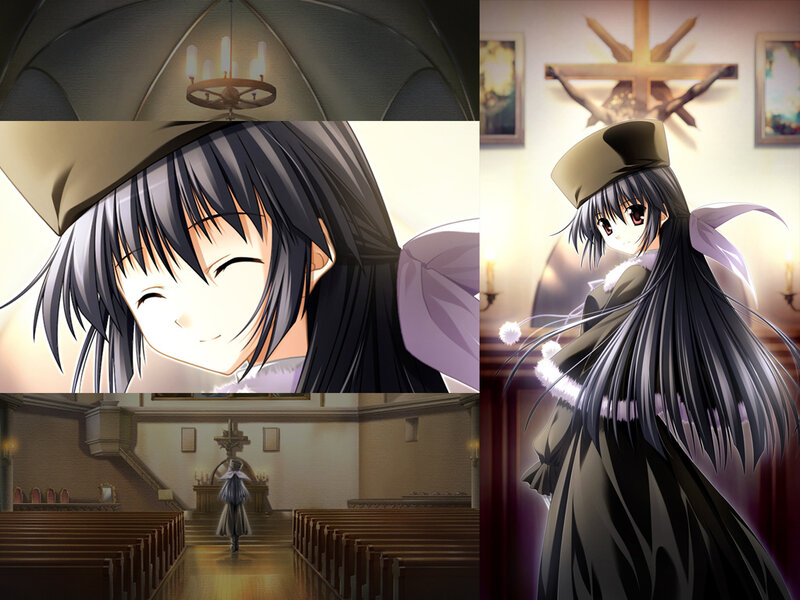 anime girl in a church