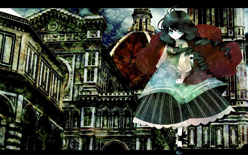 anime girl in a city