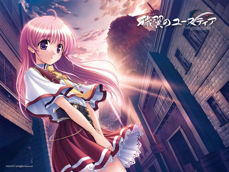 Anime girl in a city alley