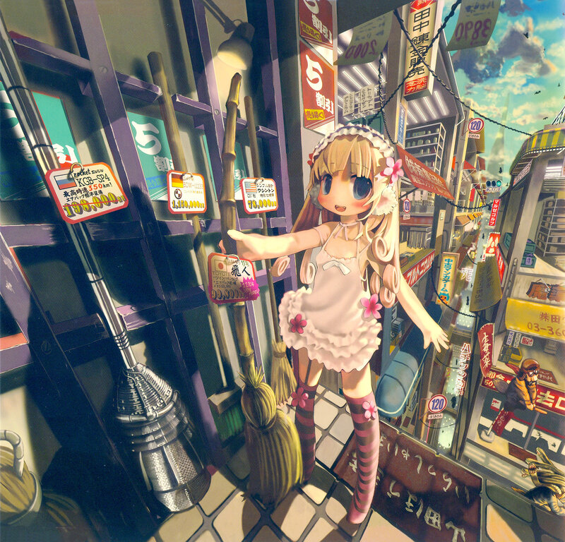 Anime girl in a city alley