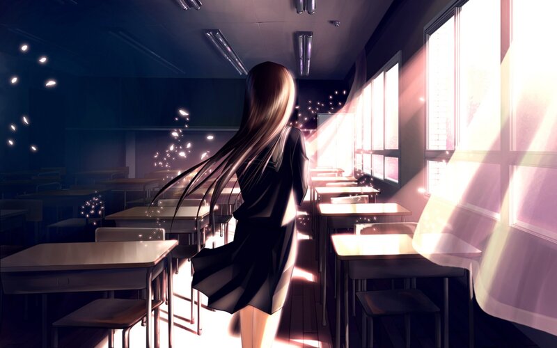 Anime girl in a classroom