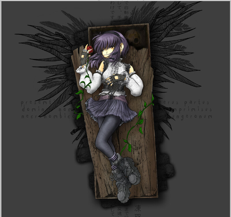 Anime girl in a coffin