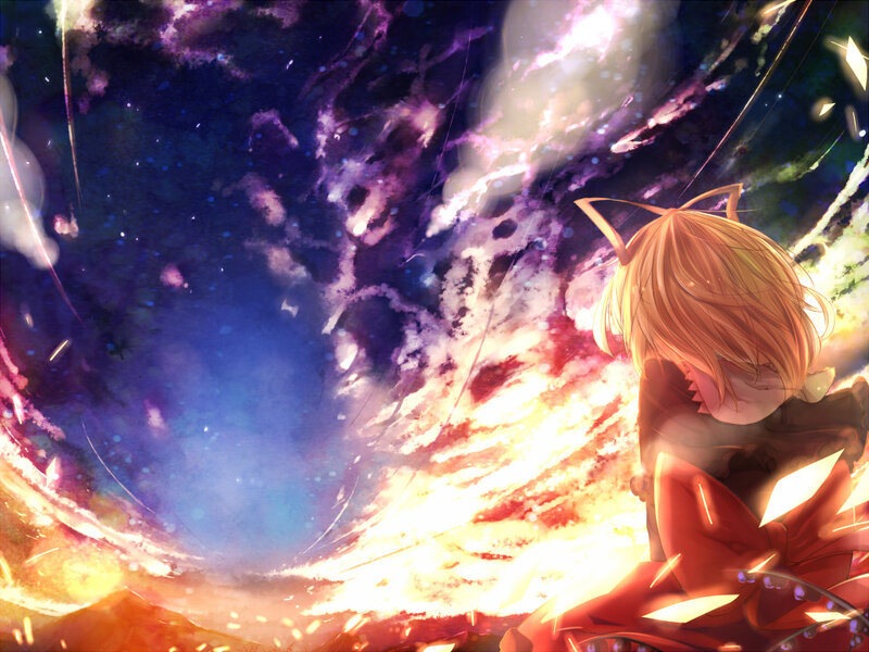 Anime girl in a cosmic storm