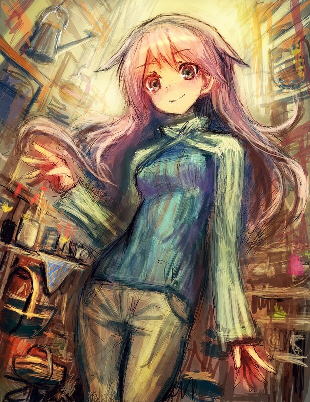 anime girl in a cozy room
