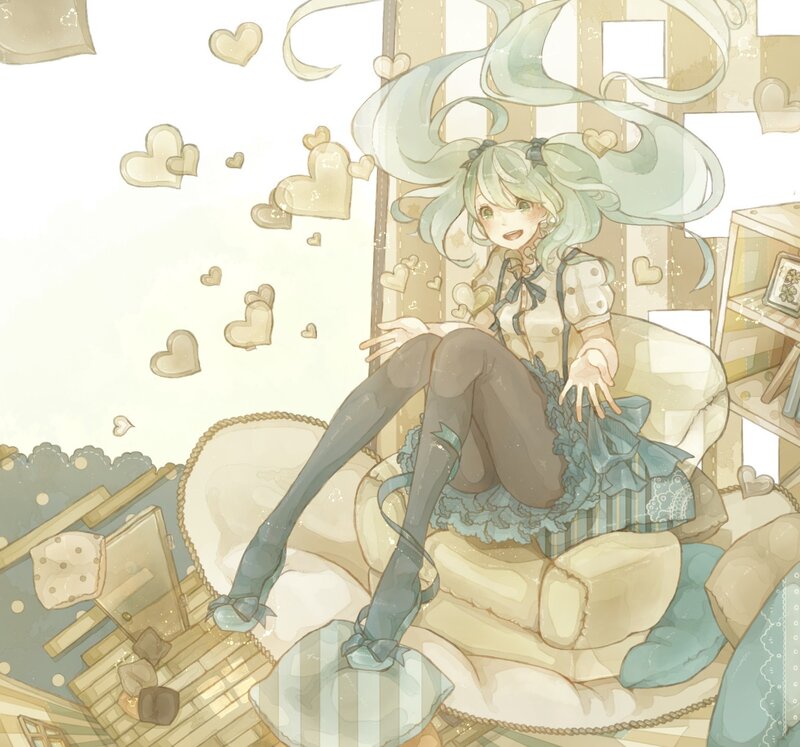 Anime girl in a cozy room