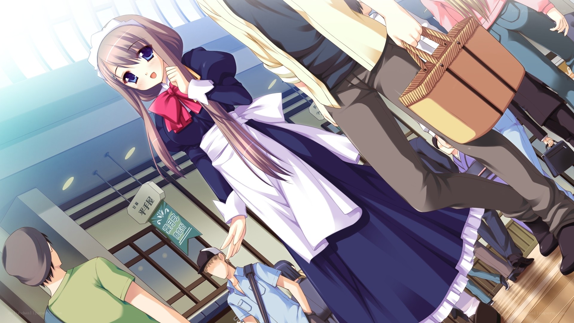 anime girl in a crowd