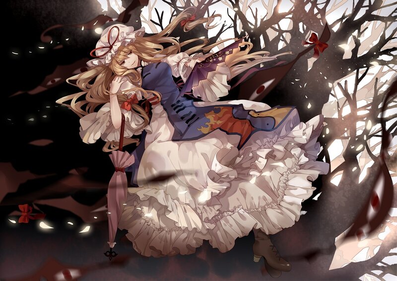 Anime girl in a dark forest
