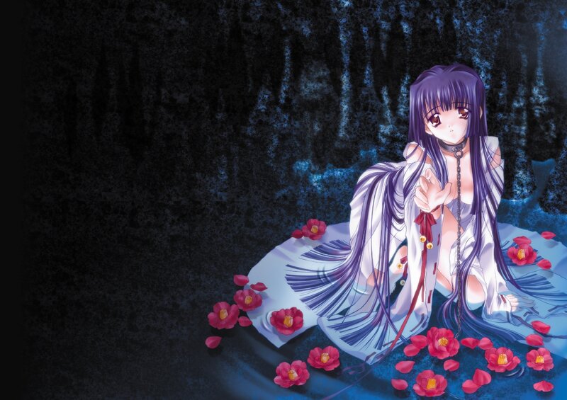 anime girl in a dark forest