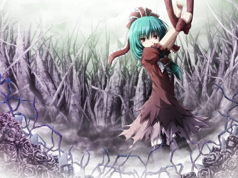 Anime girl in a dark forest