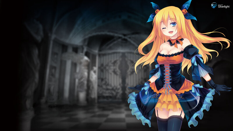 anime girl in a dark hall