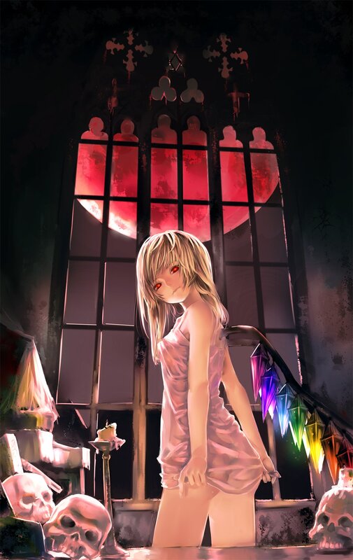 Anime girl in a dark room