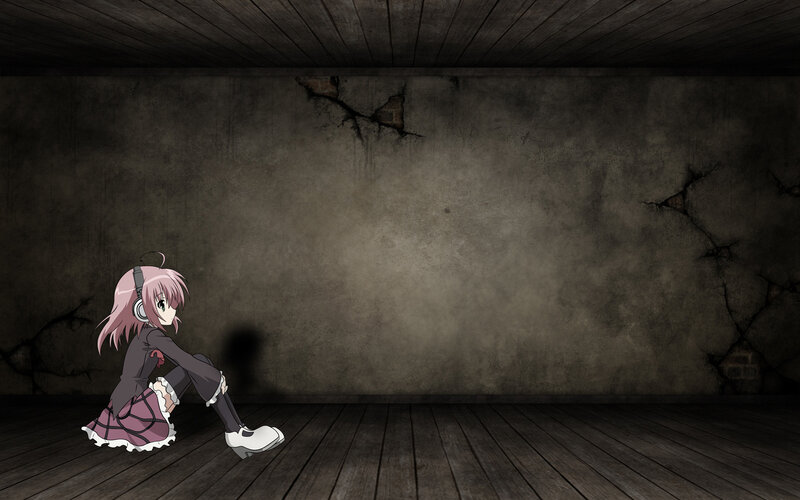 anime girl in a dark room