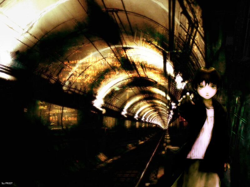 Anime girl in a dark tunnel