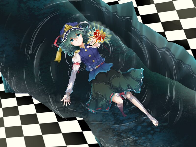 Anime girl in a dark vortex