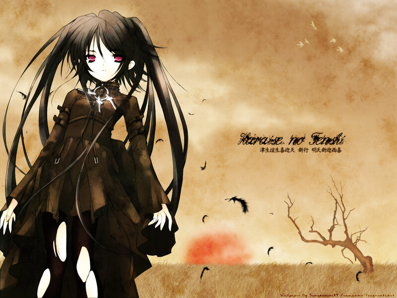 Anime girl in a desolate field