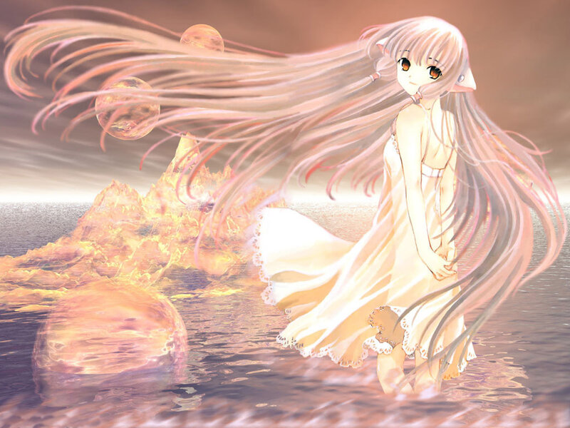 Anime girl in a dreamlike landscape