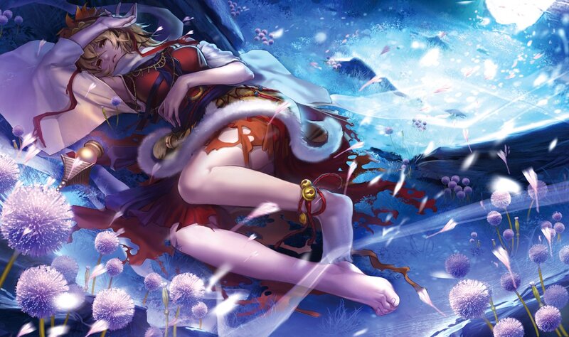 Anime girl in a dreamy field