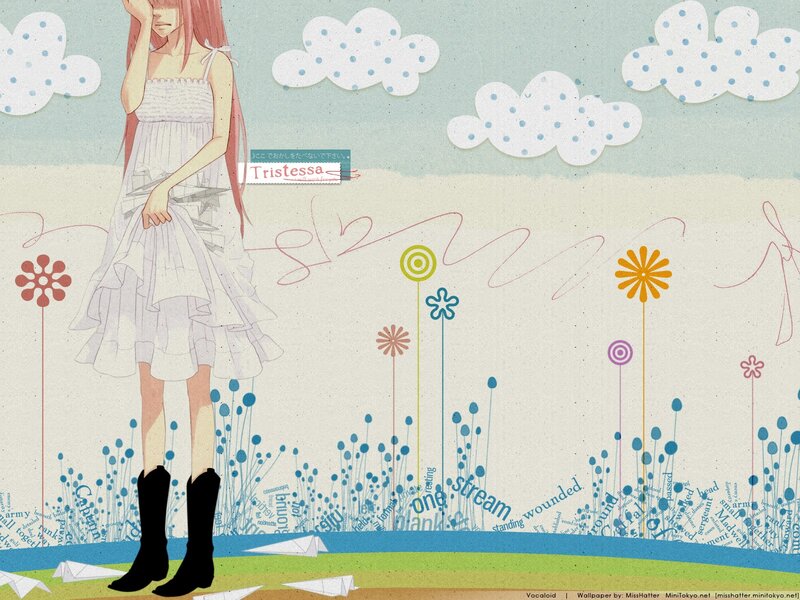 Anime girl in a dreamy field