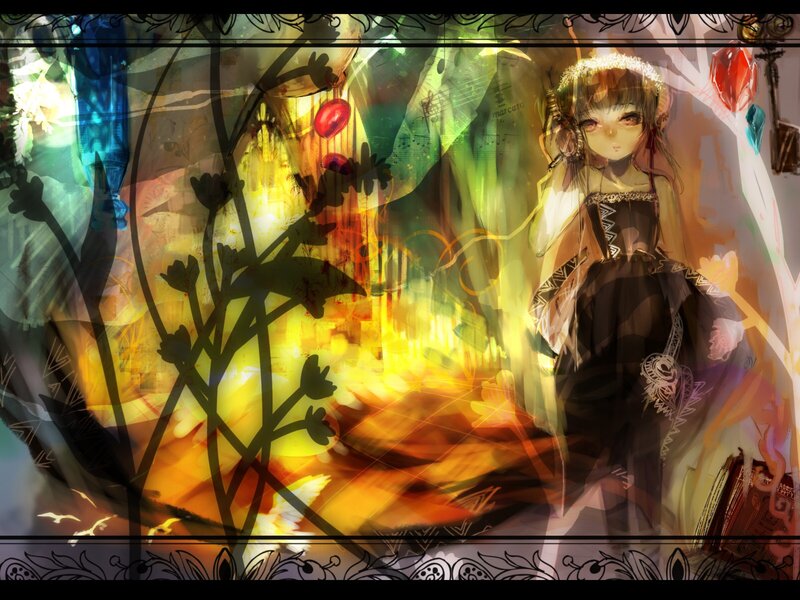 anime girl in a dreamy forest