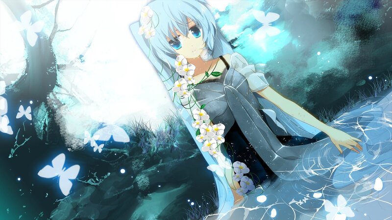 anime girl in a dreamy forest