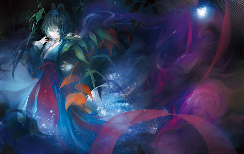 Anime girl in a dreamy forest