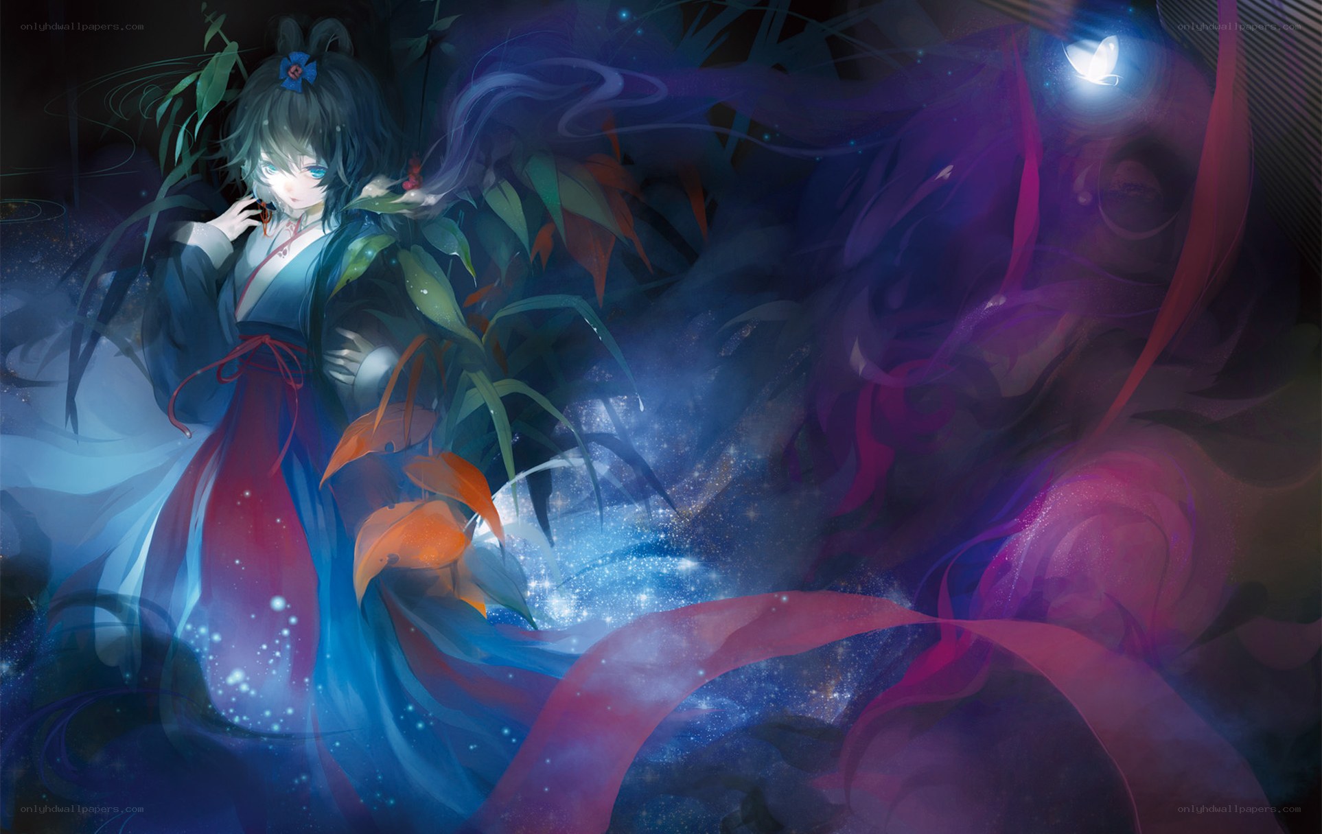 Anime girl in a dreamy forest